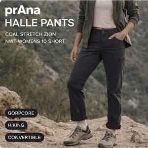 Prana Pants Womens 10 Charcoal Roll Up Hiking Camping Stretch Zion Halle Pants